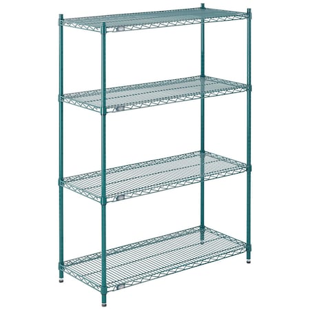 Nexel Wire Shelving, Green Epoxy, 42W X 18D X 63H 18426G